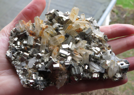 Pyrit mit Bergkristall + Galenit, 1A Qualität!, 278g, Sumatra / Indonesien