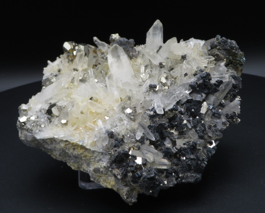 Pyrit mit Bergkristall + Galenit, 1A Qualität!, 402g, Kalimantan / Indonesien