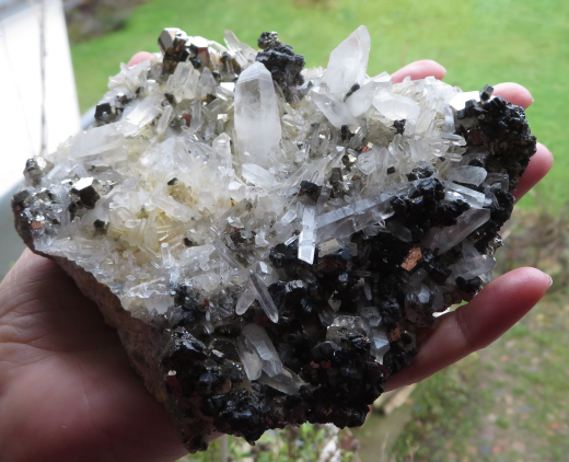 Pyrit mit Bergkristall + Galenit, 1A Qualität!, 402g, Kalimantan / Indonesien