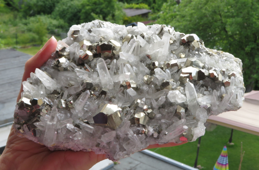 Pyrit mit Bergkristall 1A Qualität!, 1236g, Sumatra / Indonesien