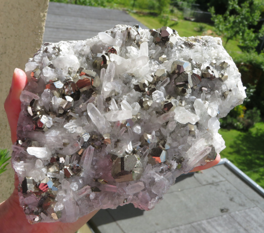 Pyrit mit Bergkristall 1A Qualität!, 1236g, Sumatra / Indonesien