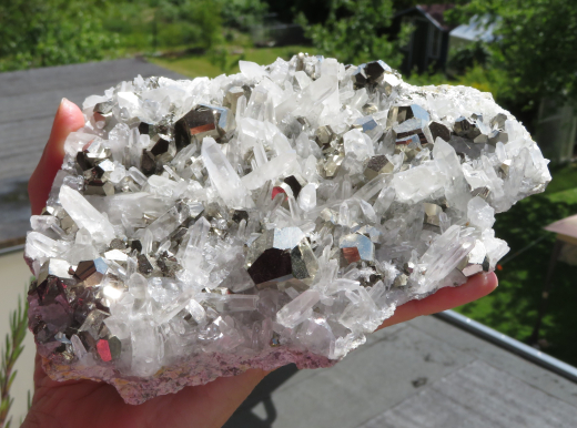 Pyrit mit Bergkristall 1A Qualität!, 1236g, Sumatra / Indonesien