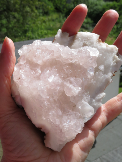 Seltener rosa Apophyllit auf Chalcedon 304g, Sakwa / Indien !!!