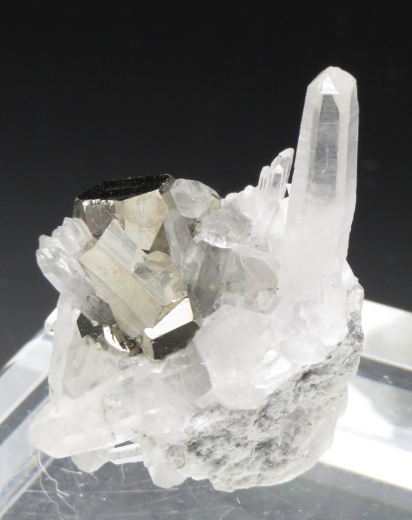 Pyrit mit Bergkristall Kleinstufe, Sumatra / Indonesien