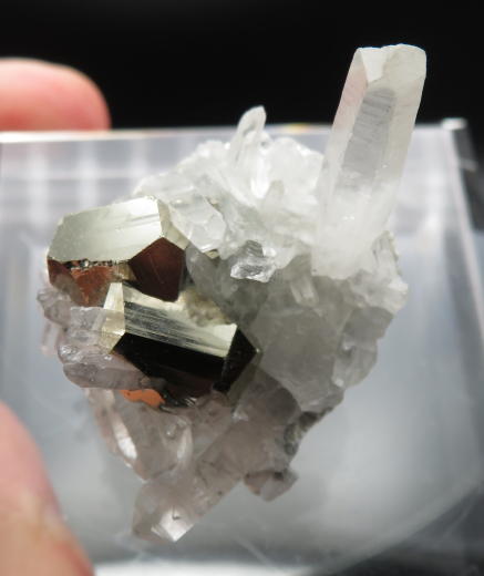 Pyrit mit Bergkristall Kleinstufe, Sumatra / Indonesien