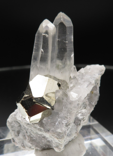 Pyrit mit Bergkristall Kleinstufe, Sumatra / Indonesien