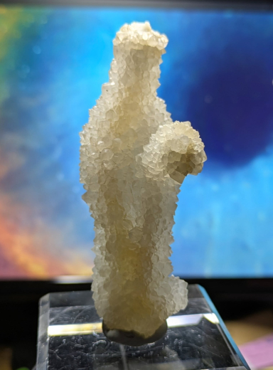 Blumen für die Braut! Quarz auf botryoidaler Chalcedon-Stalaktitenformation, Chandwad / Indien