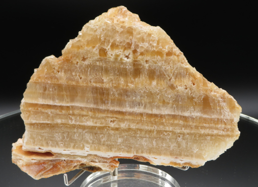 Calcit Sinterschichten goldgelb, polierte Scheibe 294g , Mallorca