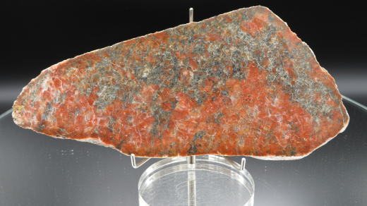 Fleischroter Orthoklas in Gneis, Scheibe poliert, 233g, Deutschland