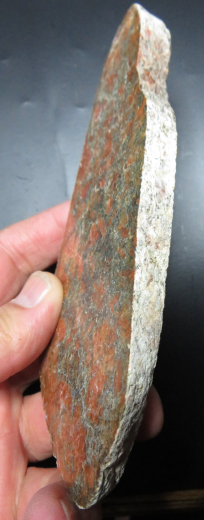 Fleischroter Orthoklas in Gneis, Scheibe poliert, 251g, Deutschland