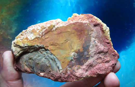 Jaspis Endstück poliert, spektakuläre Zeichnung! 234g, Sumatra / Indonesien