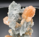 Oranger Stilbit auf graublauem Chalcedon-Stalaktiten , Indien, RRR!!!