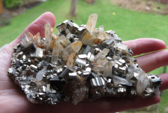 Pyrit mit Bergkristall + Galenit, 1A Qualität!, 278g, Kalimantan / Indonesien