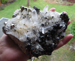 Pyrit mit Bergkristall + Galenit, 1A Qualität!, 402g, Kalimantan / Indonesien