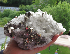 Museumsstufe Pyrit mit Bergkristall 1A Qualität!, 1328g, Sumatra / Indonesien